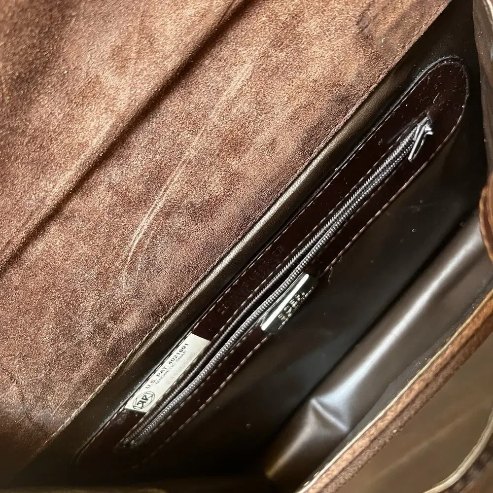 Scepi Women Purse Made In Italy Brown Leather Suede VTG Crossbody Shoulder Bag - Picture 7 of 12